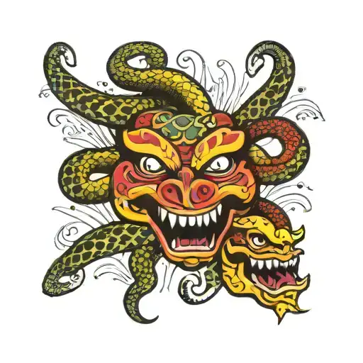 Snake And Sumarai Mask