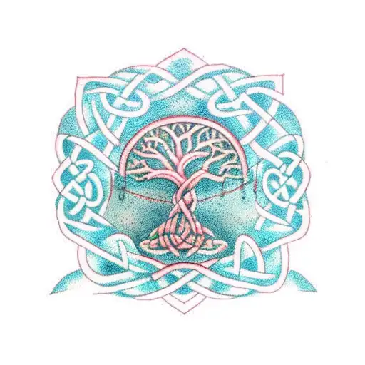 Tree Of Life With Celtic Motherhood Knot As The Roots