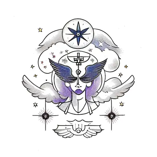 Celestial Angel Surrounded By Constellations