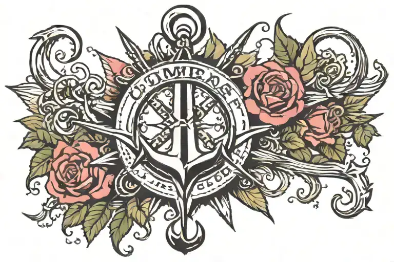 Compas Rose Nautical Elements Like Anchors