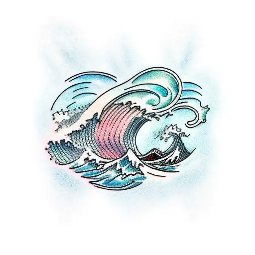 Ocean Wave With A Bridge