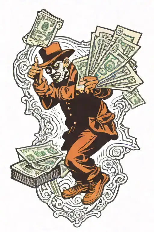 Robber Holding Money Bag