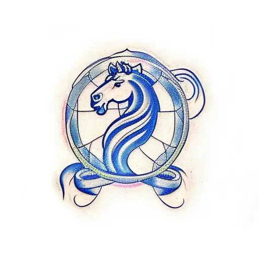 A Leo Zodiac Symbol Intertwined With A Horse