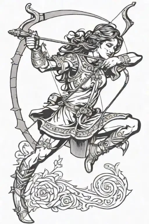 Sagittarius Female Archer Aiming