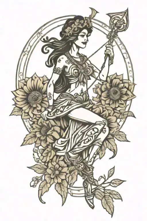 Sagittarius Goddess Surrounded By Indian Blanket Flowers