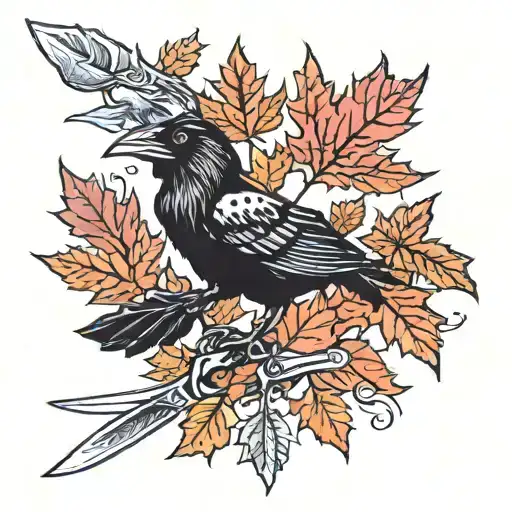 Raven Maple Leaves And Knives