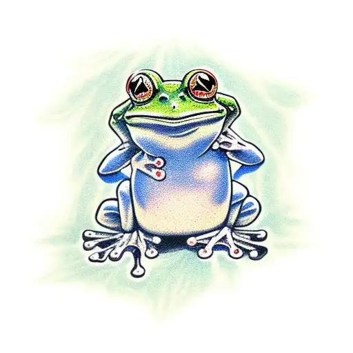 Frog Wearing Robes Meditating With Its Eyes Closed