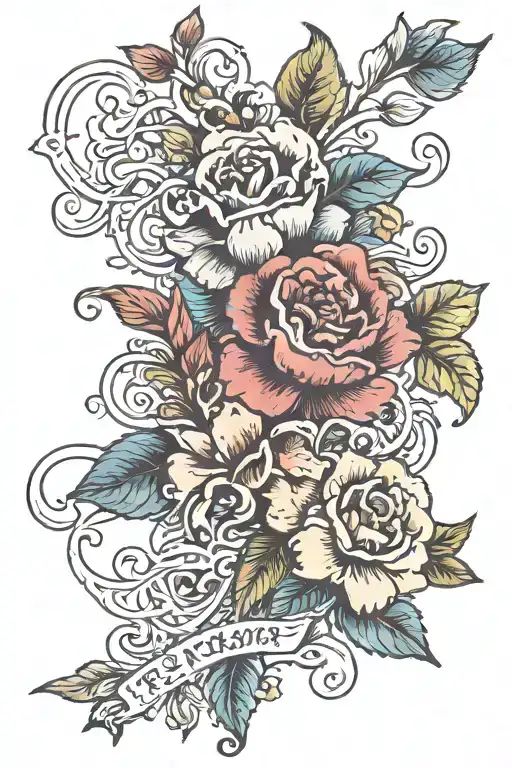 Flowers Growing With Trystyn Written In Elegant Script