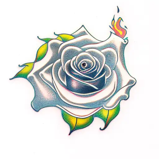 Rose With Fire Behind It