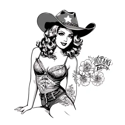 Western Pin Up Girl Sitting