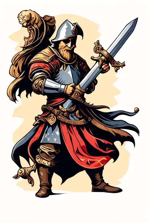 Cod Book Knight Holding Sword