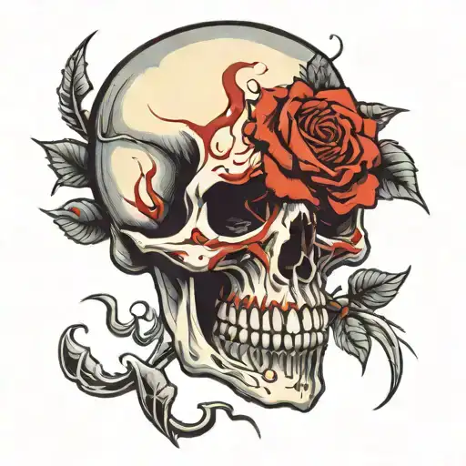 Bloody Skull With Rose