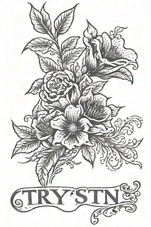 Flowers Growing With Trystyn Written In Script Surrounded