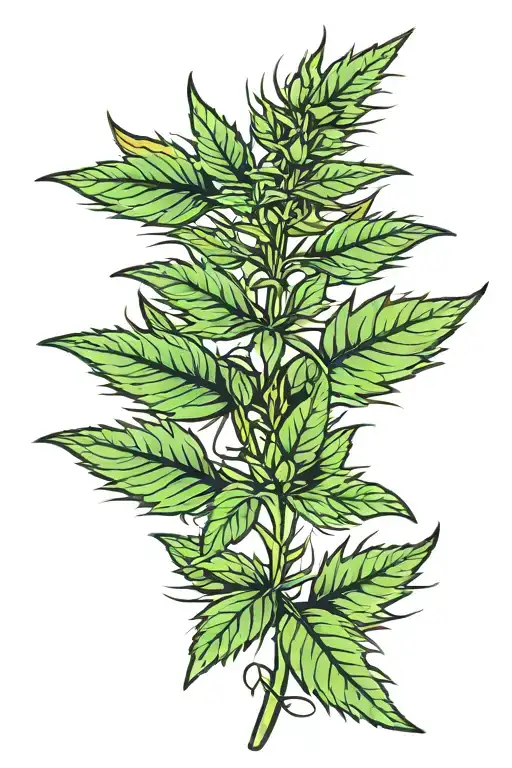 Simple Cartoon Weed Plant No Background