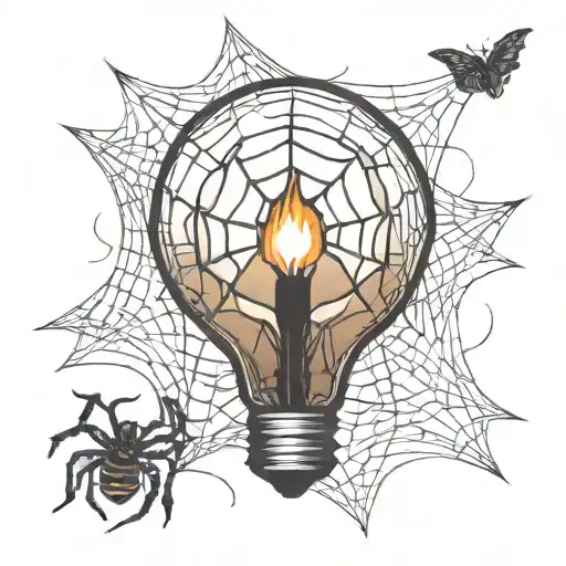 Light Bulb With Spider Web Inside