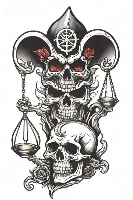 Evil Skull Tattoo With Hourglass Full