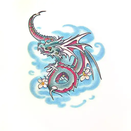 Dragon With Cherry Blossom