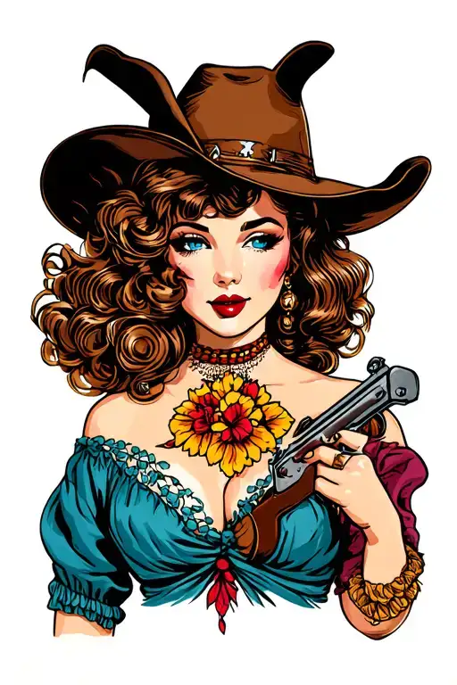 Simple Western Pin Up Girl