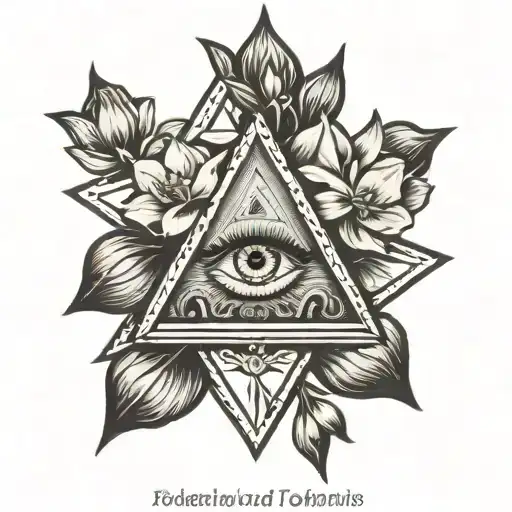 Illuminati Symbol Intertwined With Daffodils