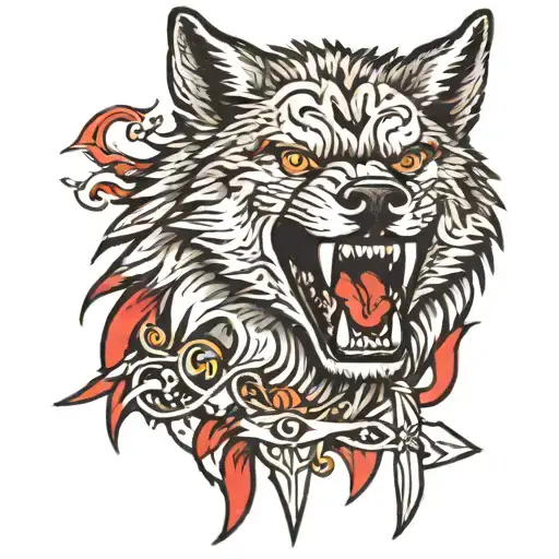 Wolf With Dagger In Mouth