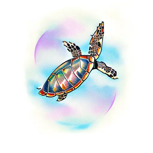 Hawaiian Watercolor With Sea Turtles