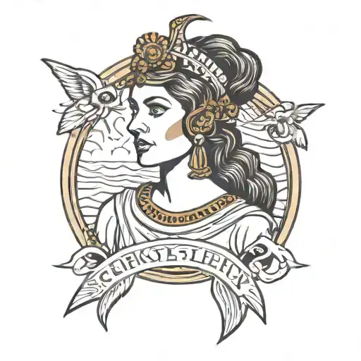 Portrait Of An Ancient Greek Female Sailor Jerry Style