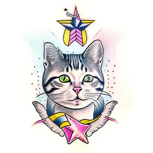 Cat With Pink Star