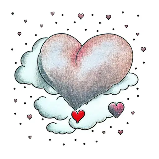 A Minimalist Tattoo Of A Heart-shaped Cloud Raining Down Love
