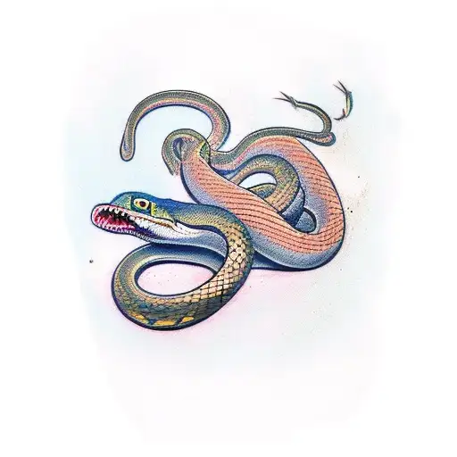 Snake Choking A Man In Shape Of Infinity