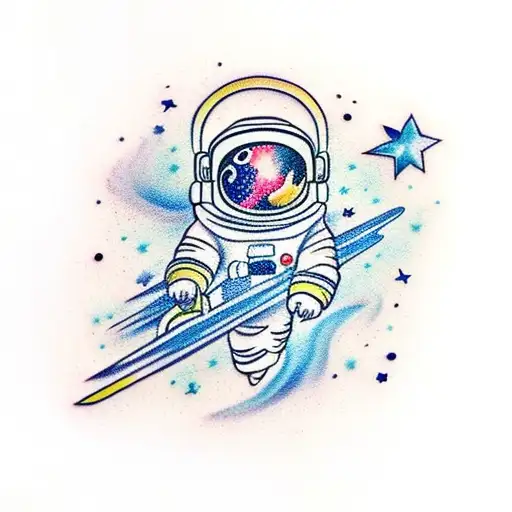 Astronaut With Galaxy And Stars