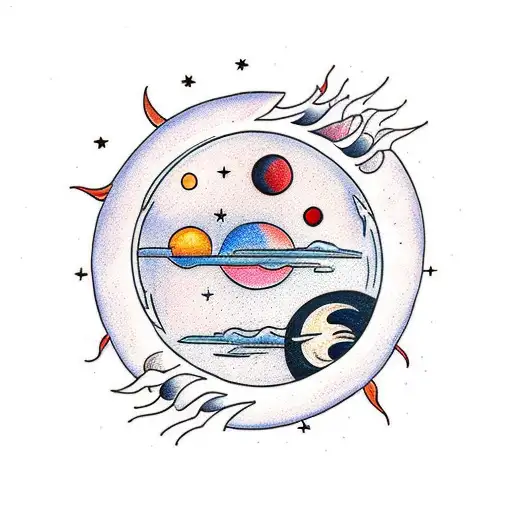 Moon And Sun In Cosmos