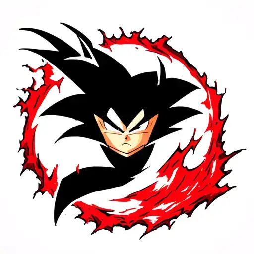 Saiyan Symbol Mark With A Red Iron On The Skin By Tearing It Away With