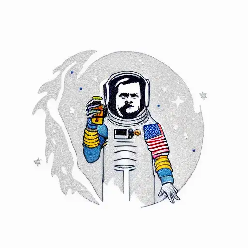 Astronaut Drinking Beer On The Moon
