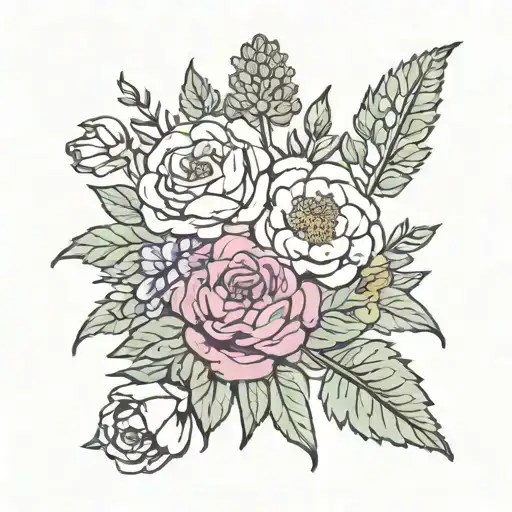 Birth Flower Bouquet Gladiolius Rose Violet Marigold