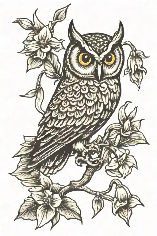 Owl With Daffodil