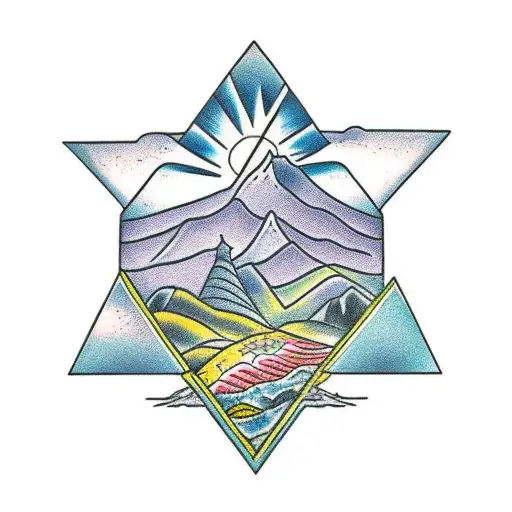 Seneca Rocks Mountain In West Virginia Within Two Triangles