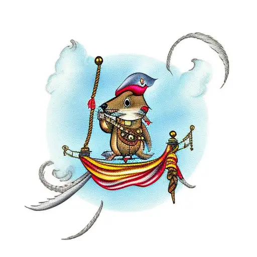 Tall Ship With Pirate Squirrel On The Mast