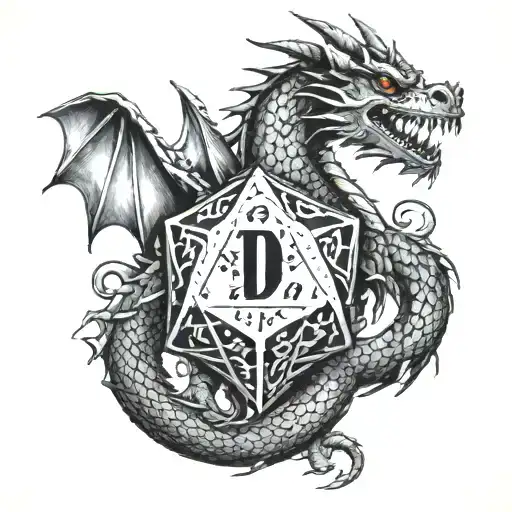 Dragon With A D20 Dice
