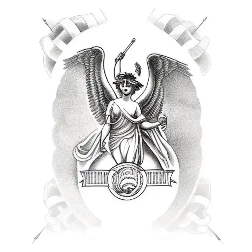 Athena With Icarus And Dedalus In The Background