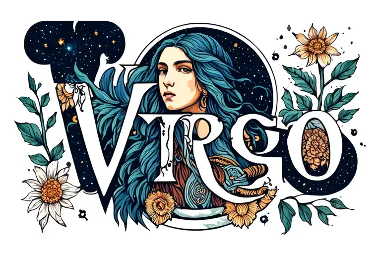 Virgo Sign Tattoo Combined With Univers