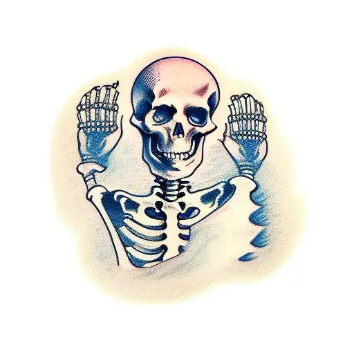 Classic Tattoo With Skeleton Hands Typing On Keyboard