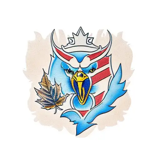 Eagle With Maple Leaf In Mouth