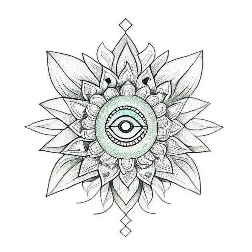 A Tribal-inspired Boho Sunflower With Geometric Patterns