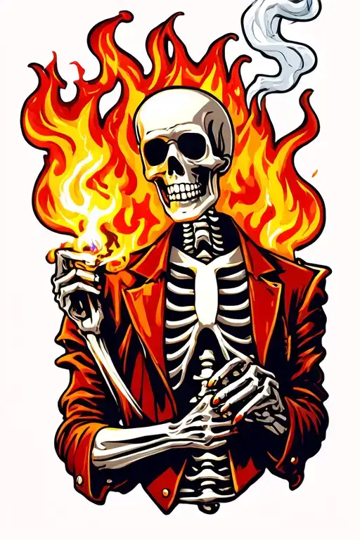 Fire Skeleton Smoking