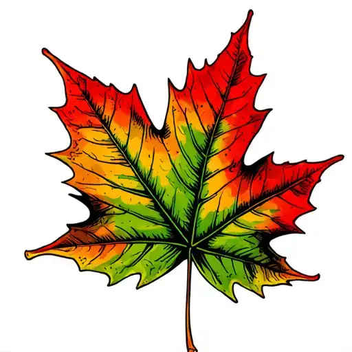 Red Maple Leaf With Pk Ca And Cp On The Leaf Tips