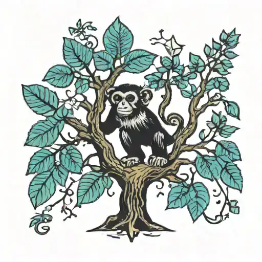 Monkey And Tree Growing