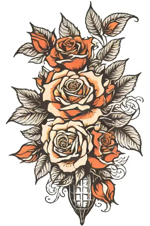 Grain Bin And Rose Petals