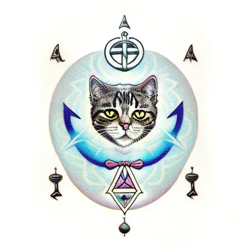 A Cat With Mystical Symbols And Occult Imagery Incorporated Into Its Fur