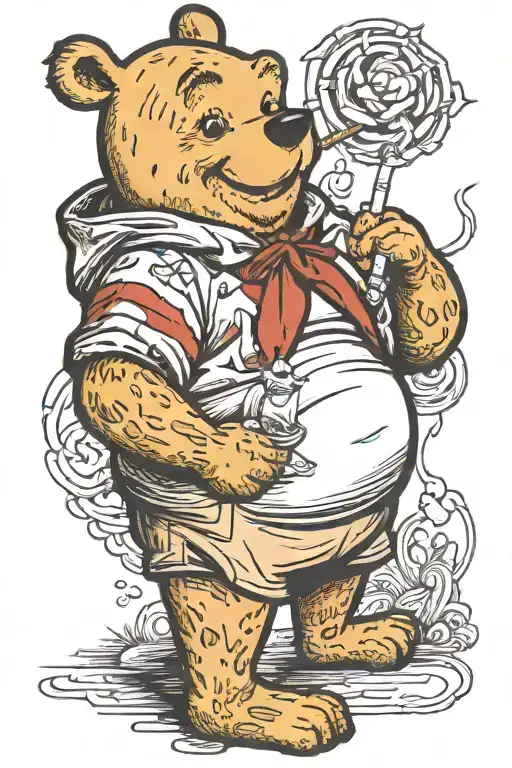 Winnie The Pooh Tattoo Smoking Cigarette Bad