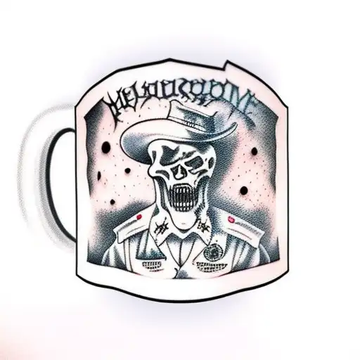 A Coffee Mug With A Horror Movie Scene As The Design